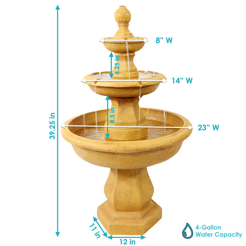 Sunnydaze Tropical Resin Outdoor 3-Tier Electric Water Fountain