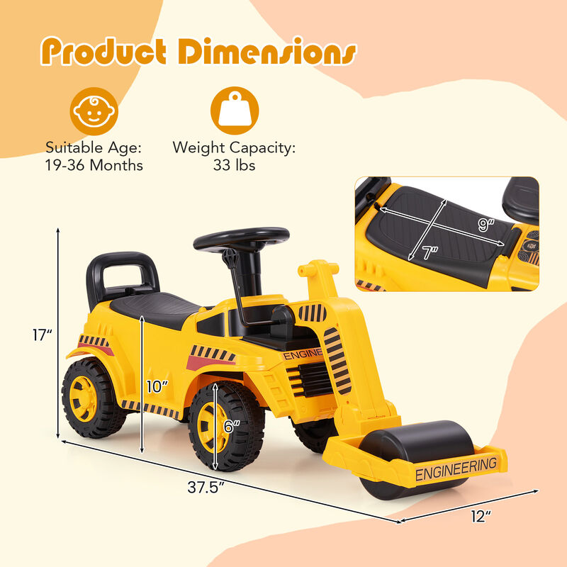 Toddler Ride On Toy Car with Storage Compartment and Adjustable Roller image number 2