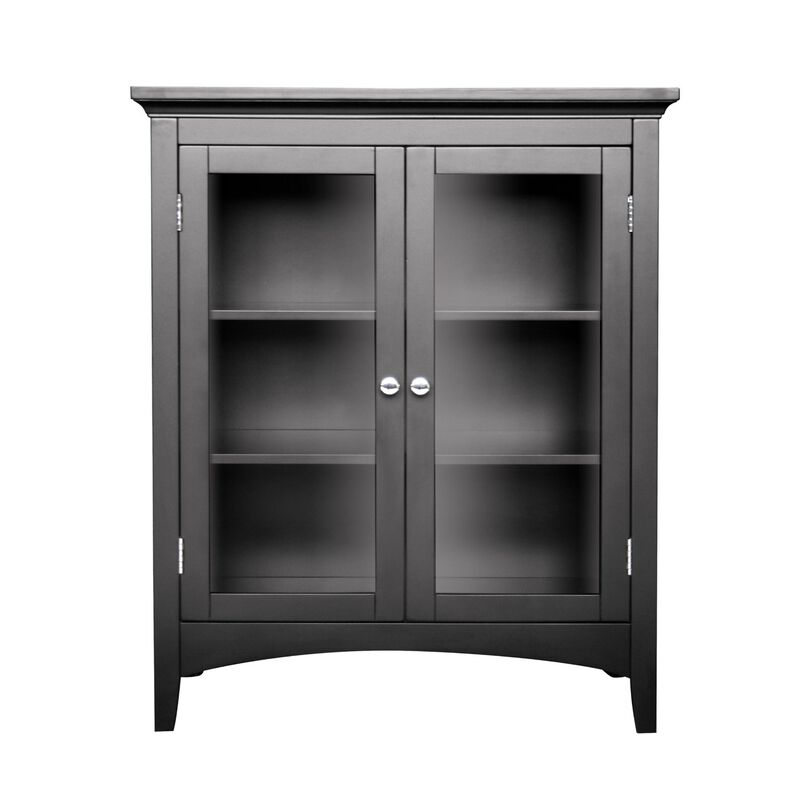 Hivvago Dark Espresso Freestanding Bathroom Floor Cabinet with Storage Shelves