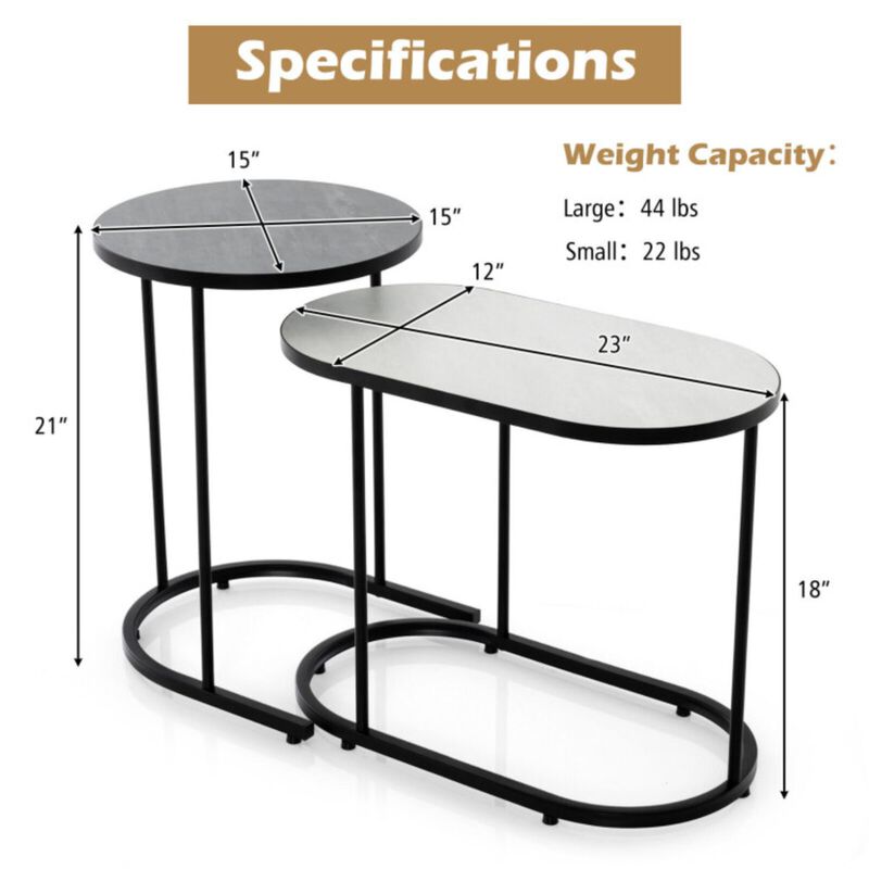 Hivvago 2-in-1 Design Faux Marble Top Tea Table