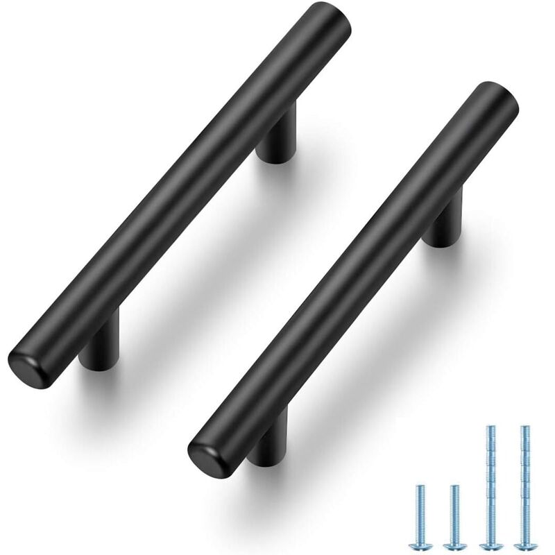 Rovanboao 50 Pack | 5 Inch Cabinet Pulls Matte Black Stainless Steel Kitchen Drawer Handles Cupboard Vanity Dresser Hardware 5 I