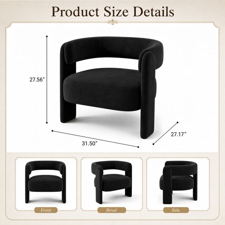 GOODSILO Mid-Century Modern Velvet Accent Chair Comfy Upholstered Single Sofa Armchair for Living Room, Bedroom, Office, and Reading