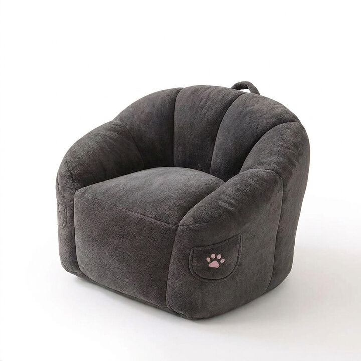 Vipbear Bean Bag Chair for Adults,Faux Fur Memory Foam Bean Bag Couch Sofa High Back, Reading Chair