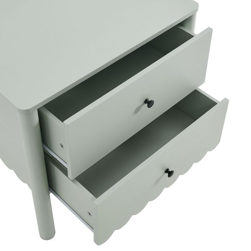 Modway Emmeline Scalloped 2-Drawer Nightstand in Sage image number 7