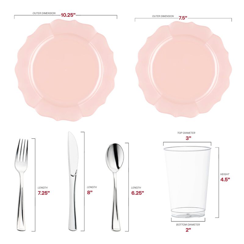 Pearl Pink Round Lotus Plastic Wedding Value Set (120 Sets) image number 2