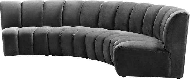 Meridian Furniture Infinity Grey Velvet 4pc. Modular Sectional image number 5