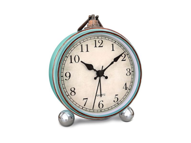 4 Inch Silent Analog Alarm Clock Battery Operated Retro Antique Style for Bedside Desk Room Decor Elegant Gift image number 0