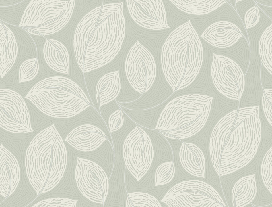 Contoured Leaves Green Wallpaper