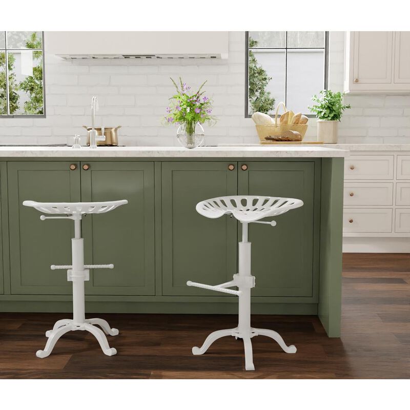 Carolina Living Adjustable Tractor Seat Barstool - White