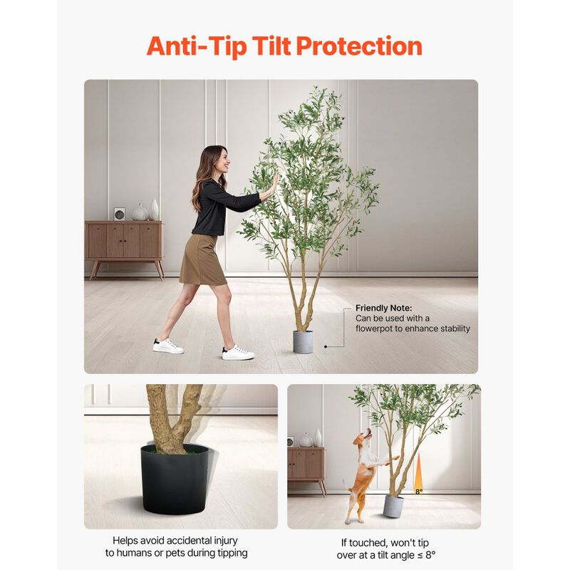 Tall Artificial Olive Tree with Realistic Leaves and Fruits, Faux Indoor Plant with Black Pot image number 6