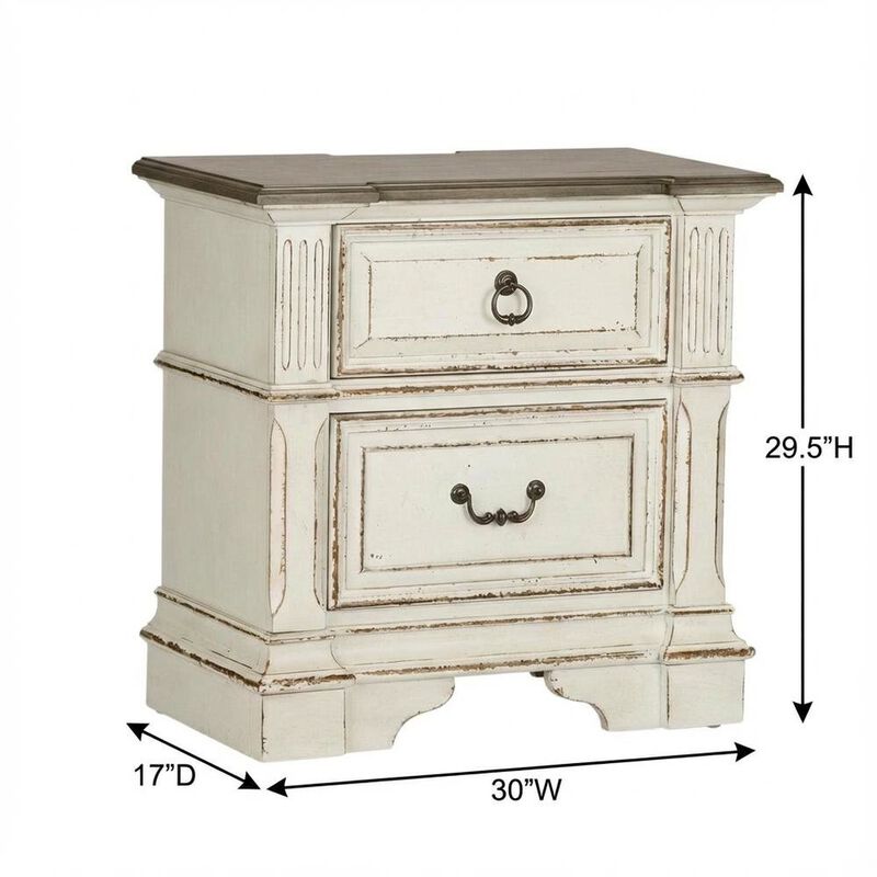 Liberty Furniture Antique White Nightstand with Charging Station and Storage image number 5