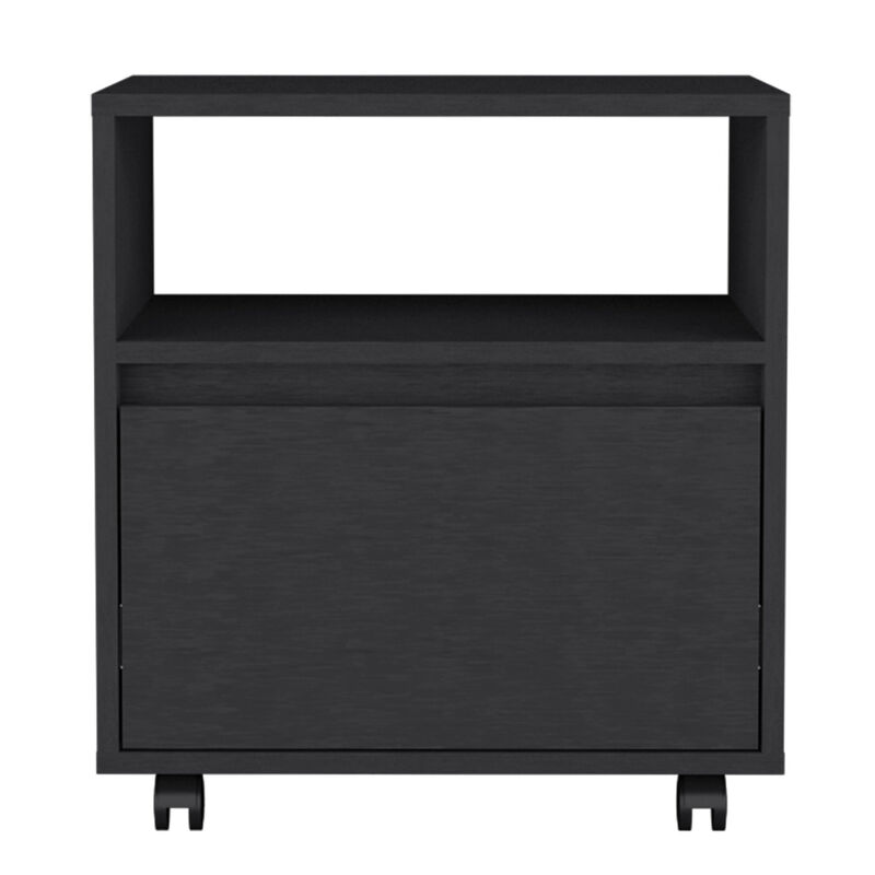 Streamdale Austin Nightstand, Casters, Single Drawer-Black image number 0