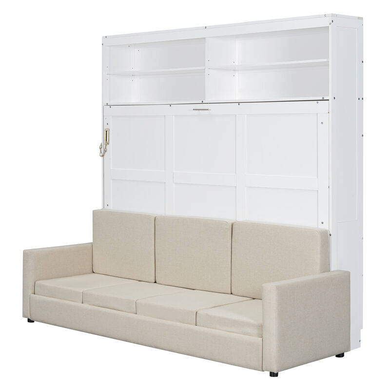 Whisen Queen Size Murphy Bed Wall Bed with Sofa
