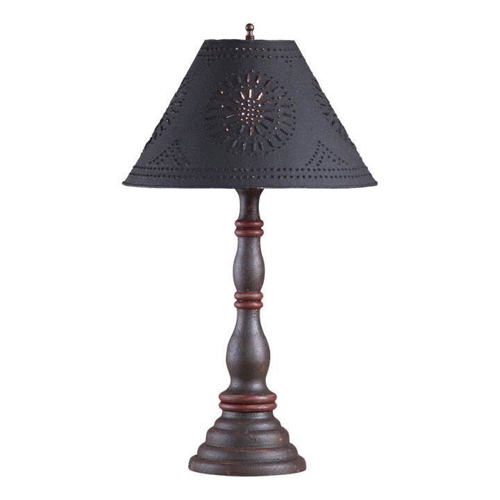 Davenport Lamp In Espresso And Salem Brick Stripe With Shade