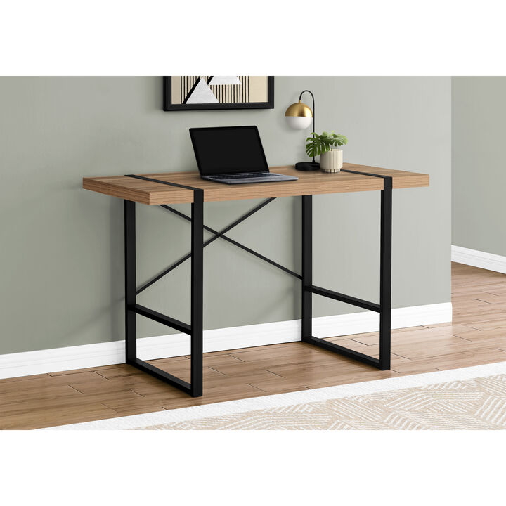 Monarch Specialties I 7657 Computer Desk, Home Office, Laptop, 48"L, Work, Metal, Laminate, Brown, Black, Contemporary, Modern