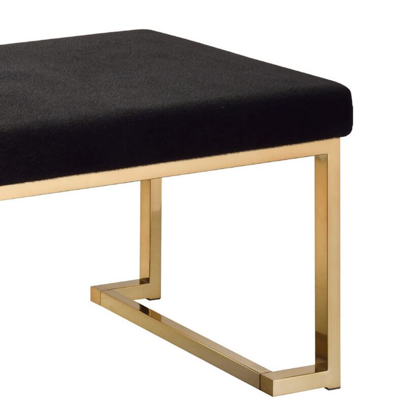 Astonishing Bench, Black Fabric & Gold - Benzara