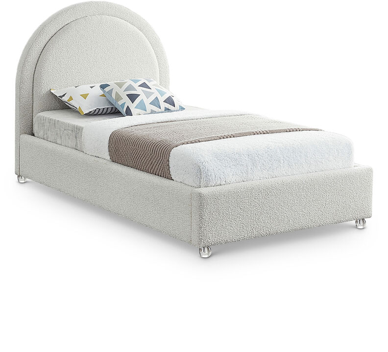 Meridian Furniture Milo Cream Fabric Twin Bed