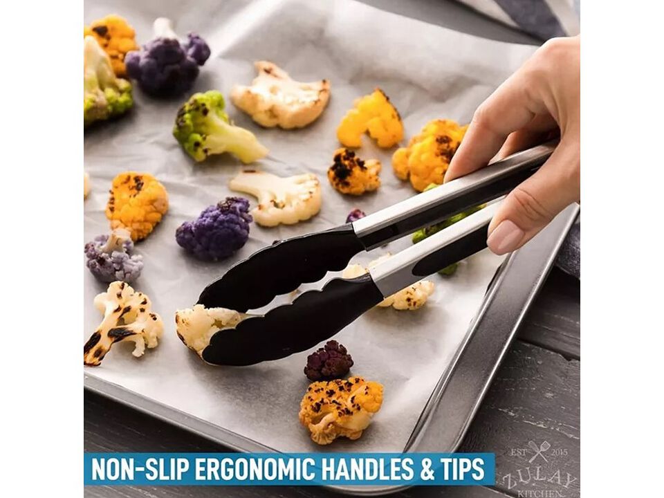 Zulay Kitchen Premium Set of Stainless Steel Tongs 2-Pc.
