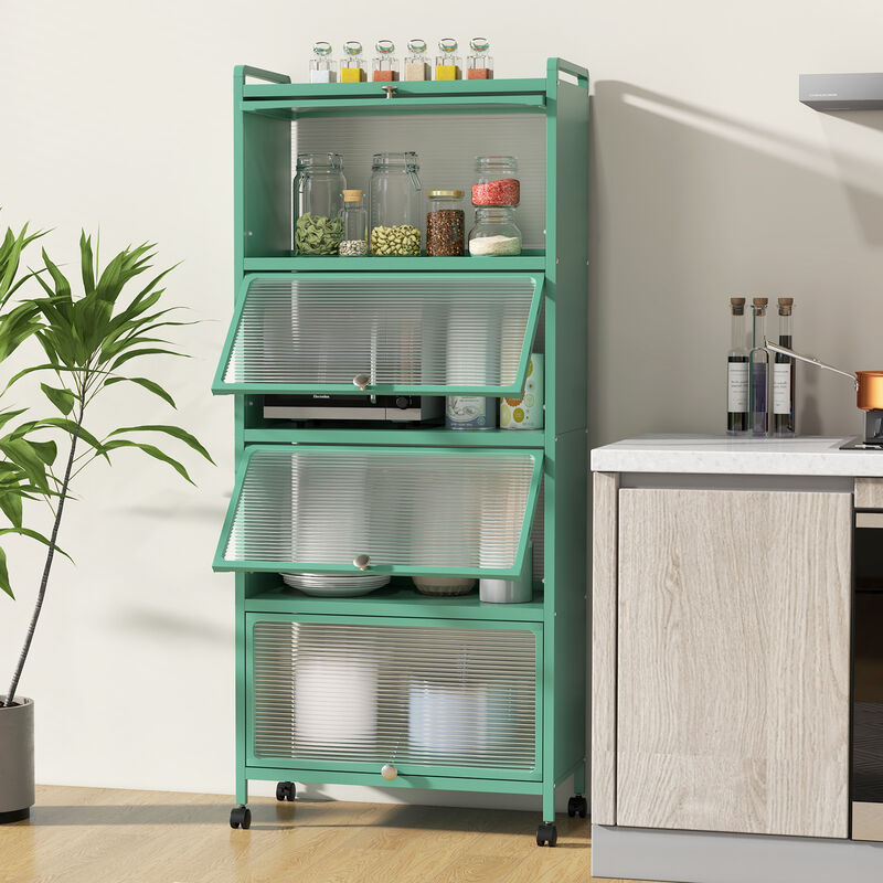 5-Tier Kitchen Baker’s Rack with Flip-Up PC Doors and Open Storage Shelves