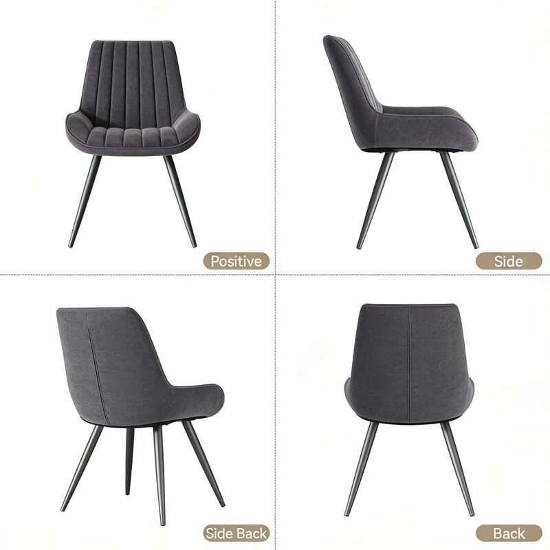 Modern Ribbed Fabric Upholstered Dining Chair Set of 4 image number 2