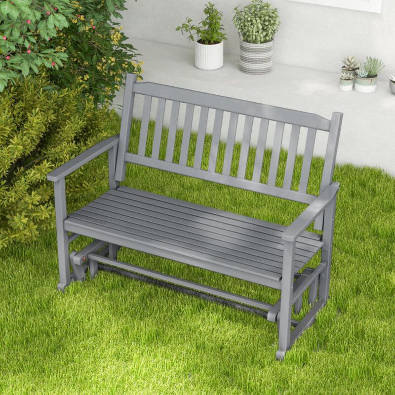 Hivvago 2 Seats Outdoor Glider Bench with Armrests and Slatted Seat