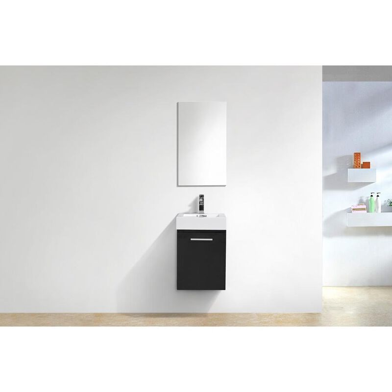 Kubebath Bliss 16 Black Wall Mount Modern Bathroom Vanity