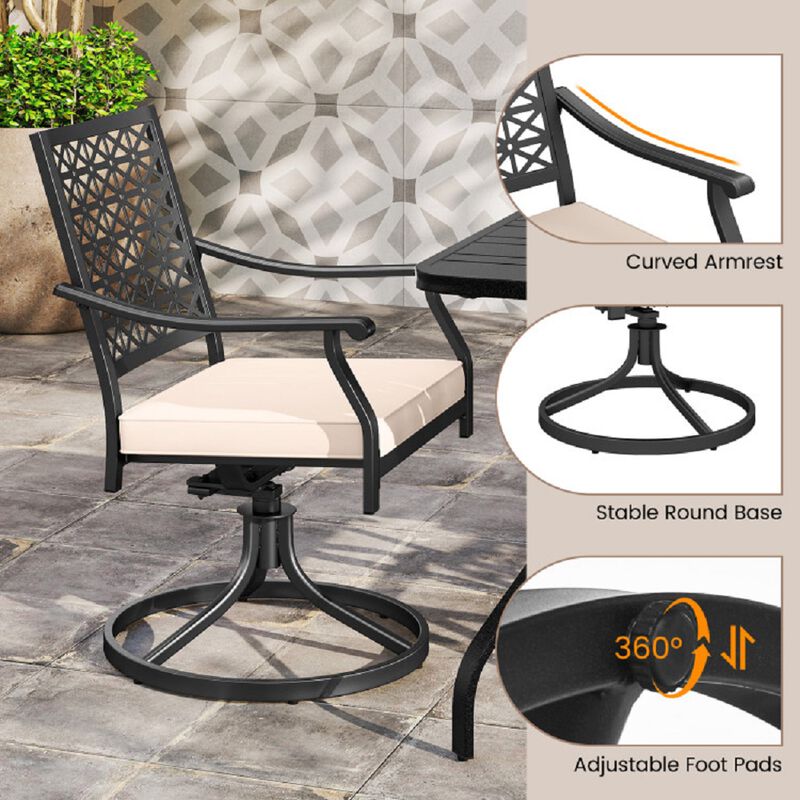 2-Piece Outdoor Swivel Dining Chairs with Soft Cushions