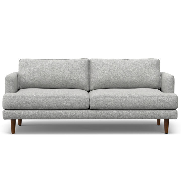 Livingston 76 inch Wide Mid-Century Modern Loveseat Sofa in Mist Grey Woven-Blend Fabric