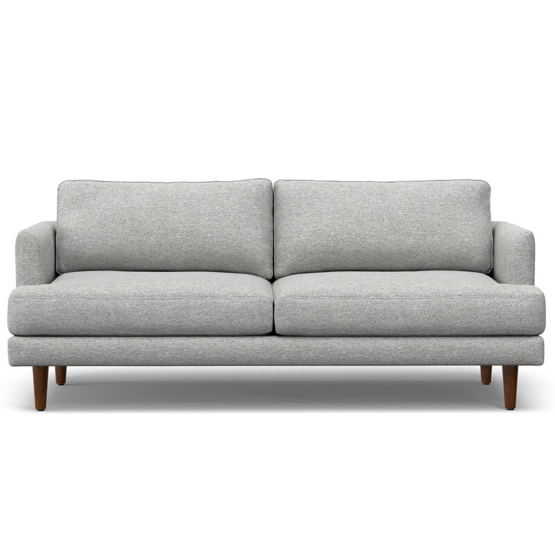 Livingston 76 inch Wide Mid-Century Modern Loveseat Sofa in Mist Grey Woven-Blend Fabric
