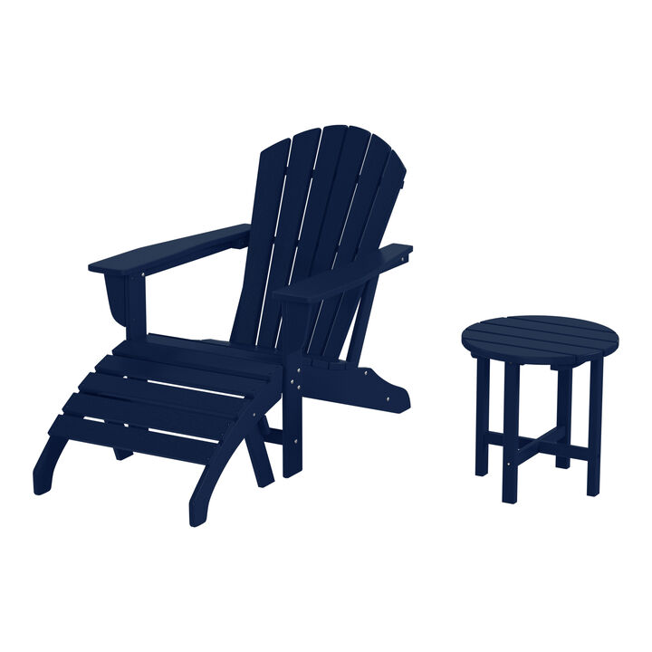 WestinTrends Outdoor Adirondack Chair With Ottoman And Side Table 3-Piece Set