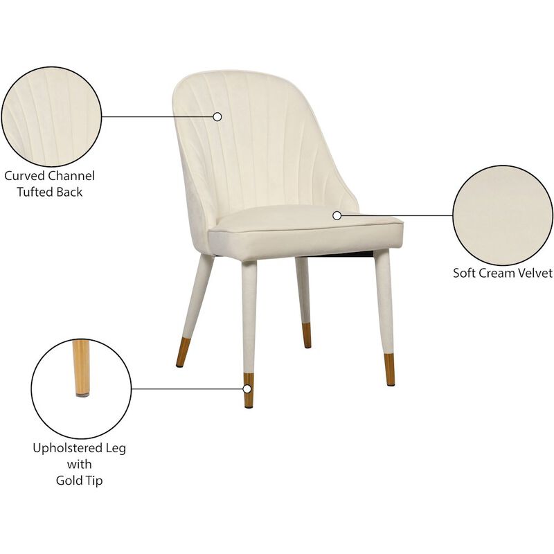 Meridian Furniture Belle Cream Velvet Dining Chair, Set of 2