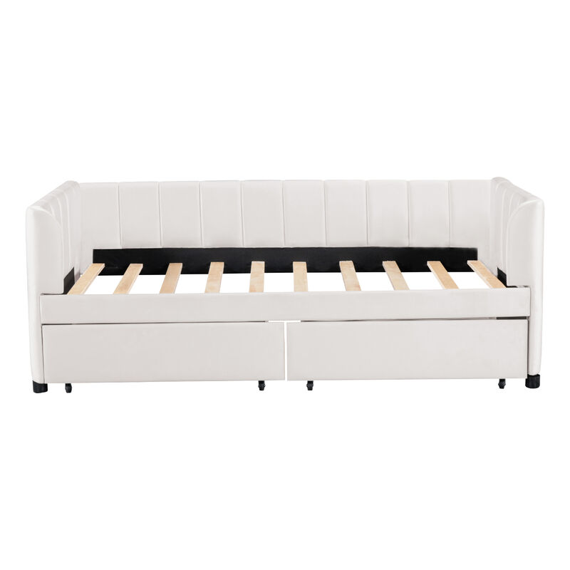 Merax Velvet Daybed with Backrest and 2 Drawers