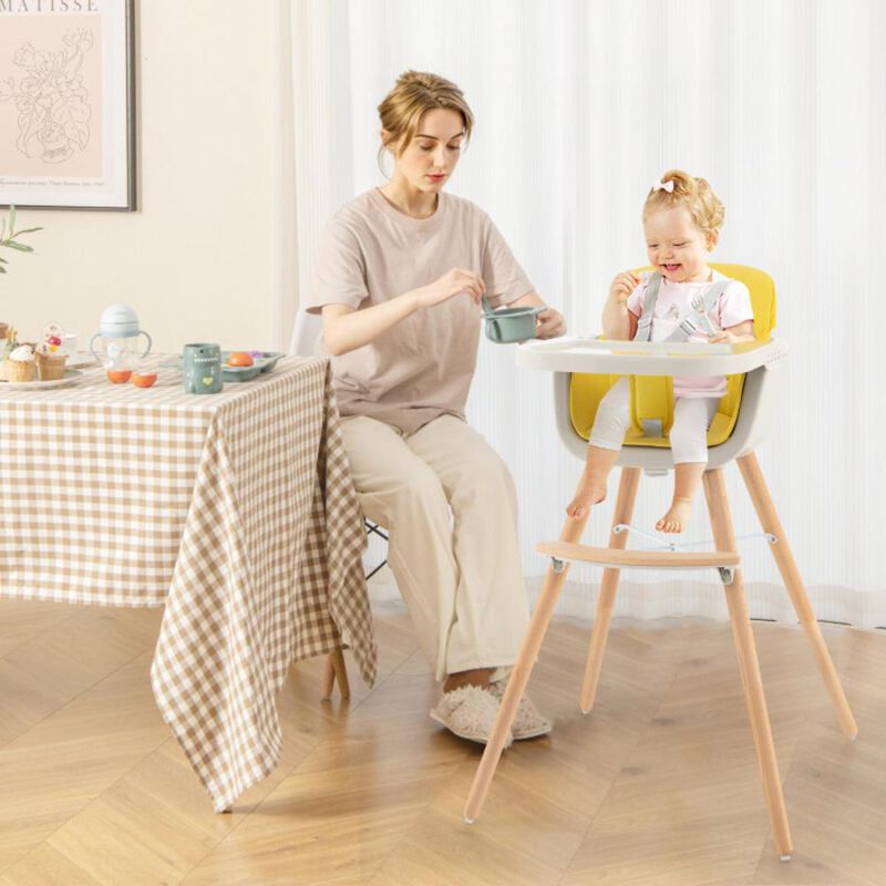 Hivvago 3-in-1 Convertible Wooden High Chair with Cushion