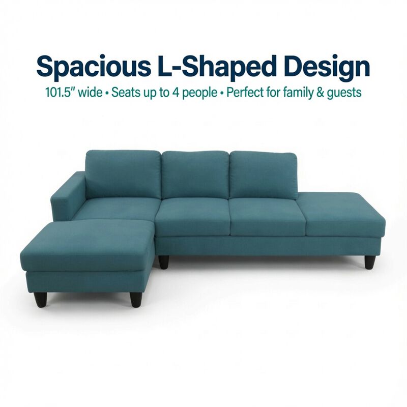 Vesnex Fabric L‑Shaped Left Chaise Sectional Sofa image number 3