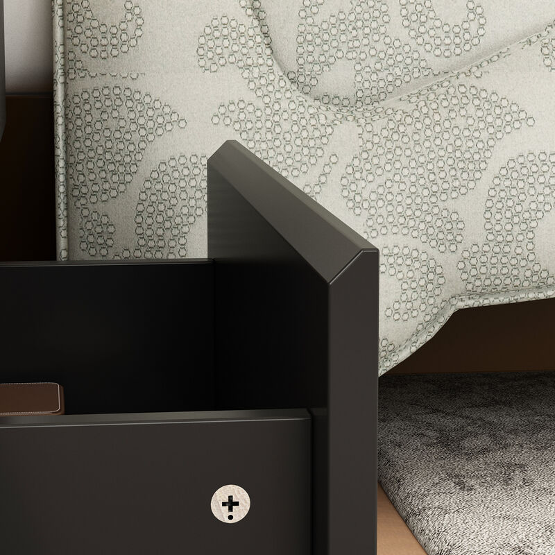 FUFU&GAGA Modern Black Nightstand with 2 Drawers and Storage Compartments, Sleek Design (15.7" W x 11.6" D x 18.9" H), Black
