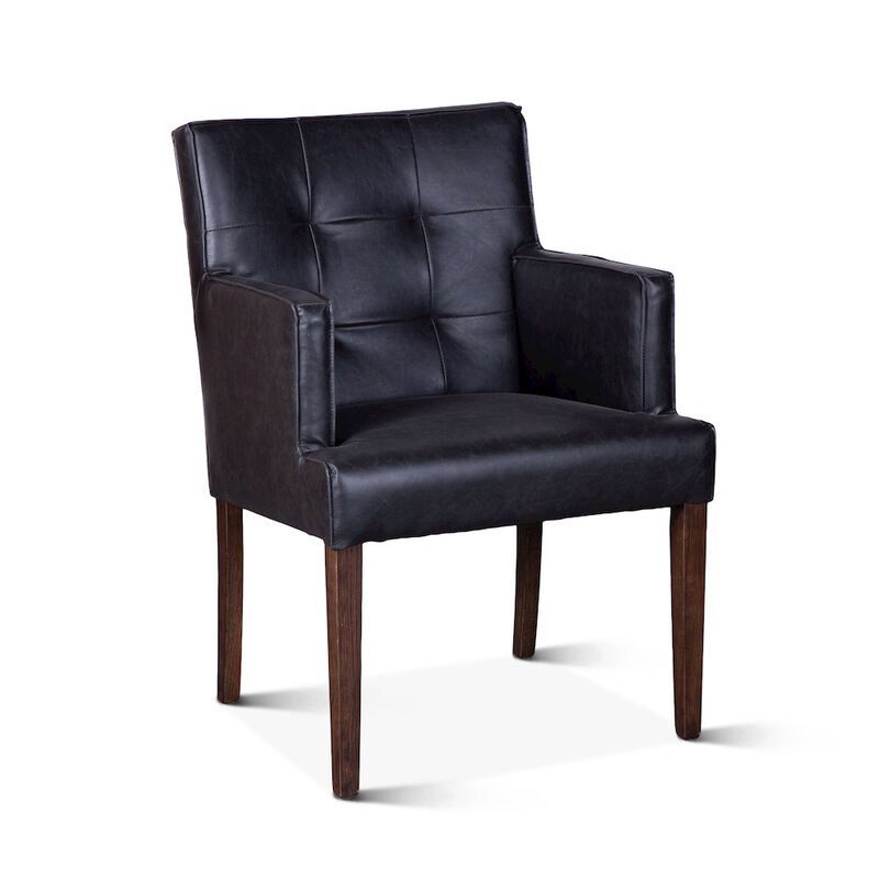 World Interiors Aven Armchair in Black Leather with Dark Legs image number 3