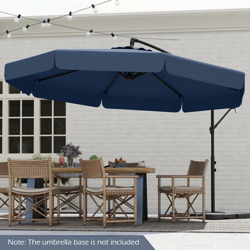 Patio Cantilever Umbrella with Cover &ndash; Tilt Adjustment & Decorative Ruffled Edge