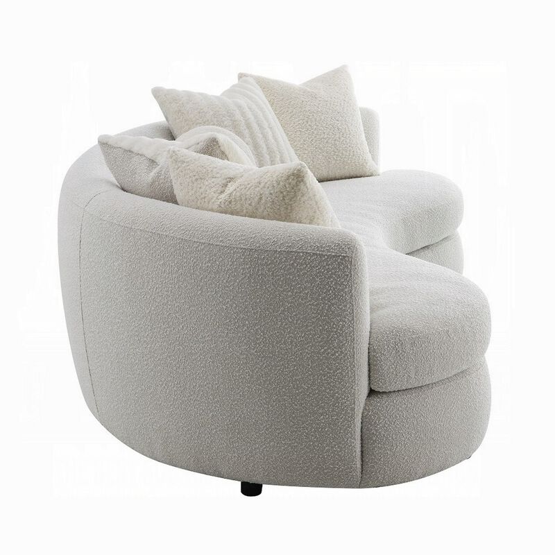 105 Inch Curve Sofa with 6 Feather Accent Pillows, Beige Boucle image number 4