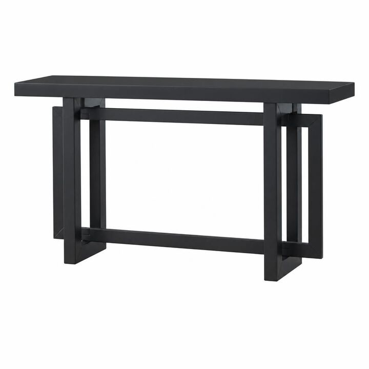 GOODSILO 59.1 Inch Extra Long Entryway Console Table with Pine Veneer, Solid Pine Legs, Triple Rectangle Design for Hallway, Living Room, Kitchen, Office