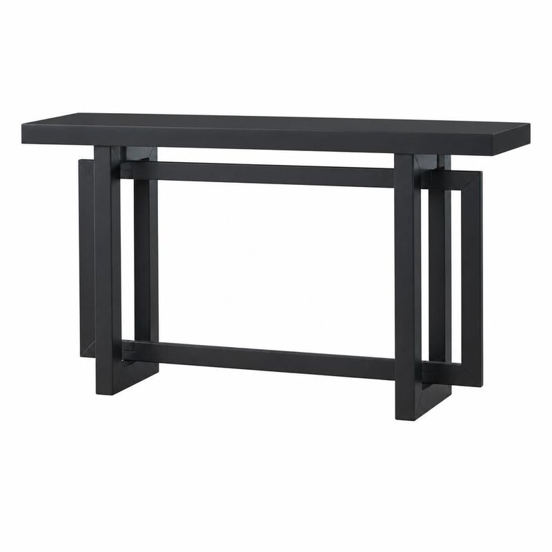 GOODSILO 59.1 Inch Extra Long Entryway Console Table with Pine Veneer, Solid Pine Legs, Triple Rectangle Design for Hallway, Living Room, Kitchen, Office image number 0