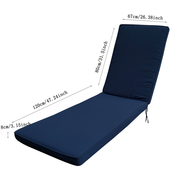 1PCS Outdoor Lounge Chair Cushion Replacement Patio Furniture Seat Cushion Chaise Lounge Cushion-blue image number 7