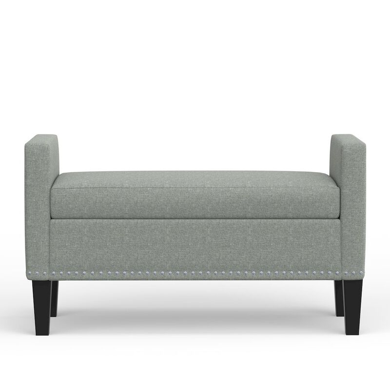Rize Home 41.5 Storage Bench with Nailhead Trim - Stone (Light Gray) image number 1