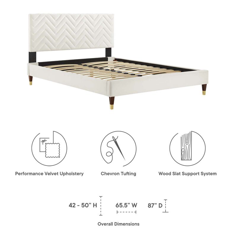 Modway - Leah Chevron Tufted Performance Velvet Full Platform Bed image number 6