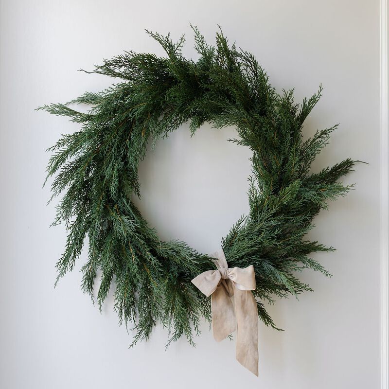 30" Faux Evergreen Cedar Wreath image number 4