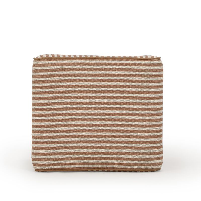 Byron Square Green Stripe Cotton Jute Ottoman image number 4
