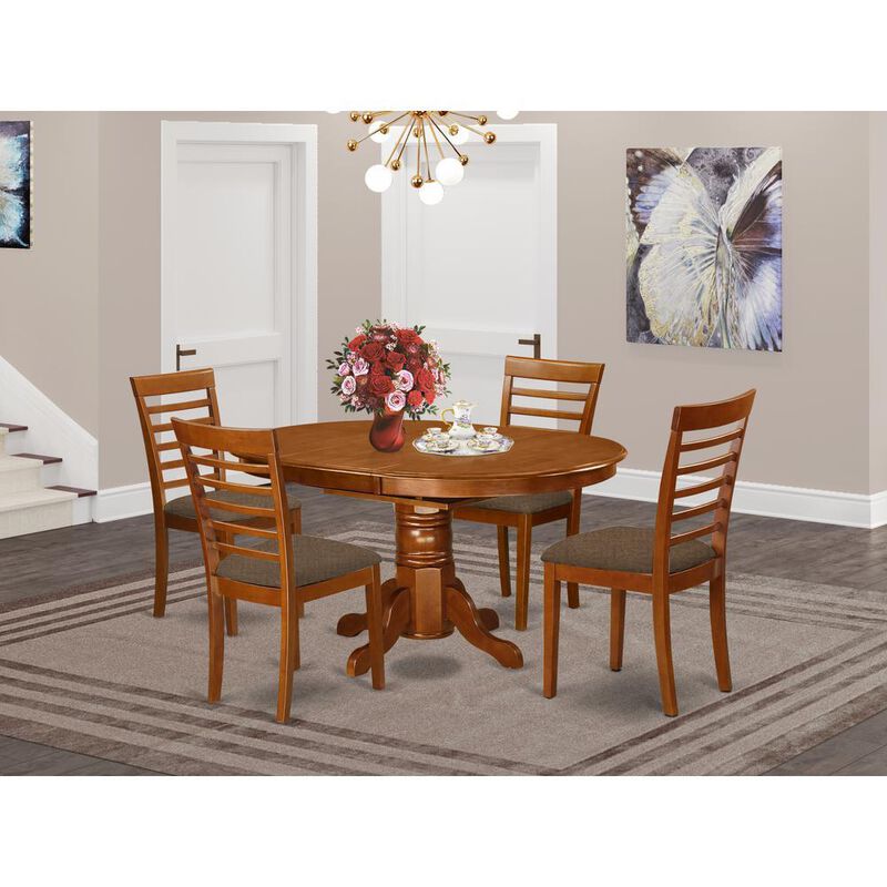 5 Pc Dining Room Set &ndash; Oval Dining Table and 4 Dining Chairs