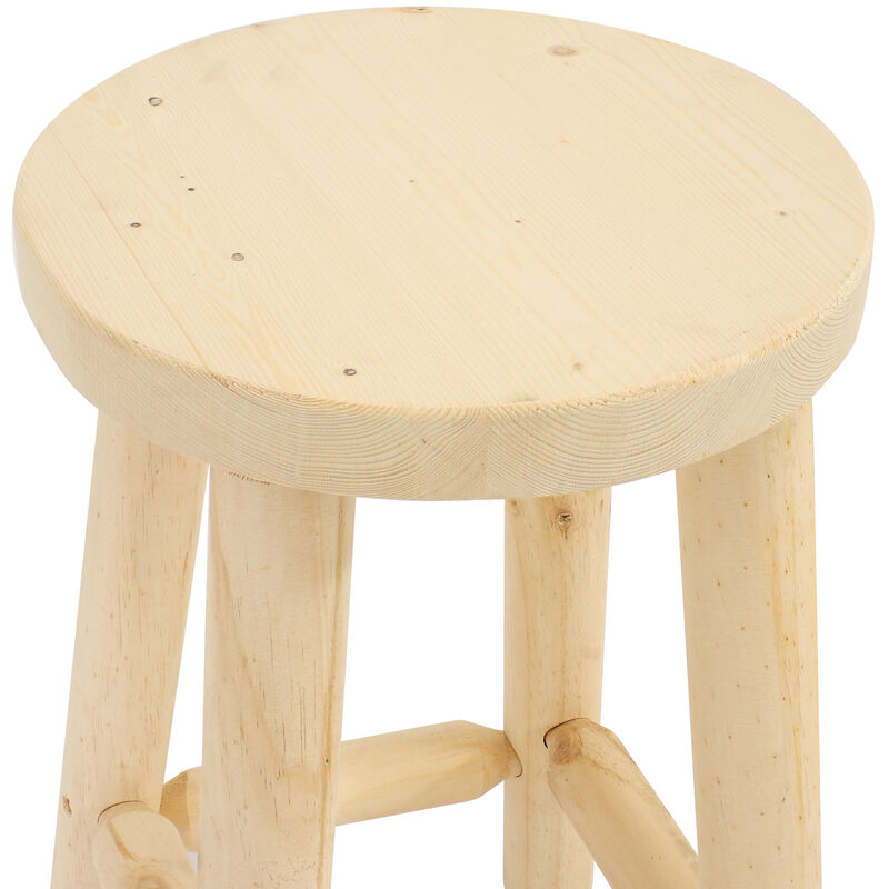 Sunnydaze Rustic Unfinished Fir Wood Indoor Backless Counter-Height Stool image number 3