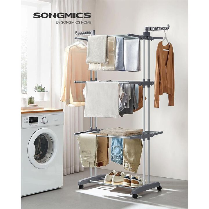 Vertical Clothes Drying Rack with 4 Tiers – Collapsible Laundry Stand for Towels and Garments