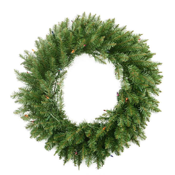 Pre-Lit Northern Pine Artificial Christmas Wreath - 36-Inch  Multi-Color Lights