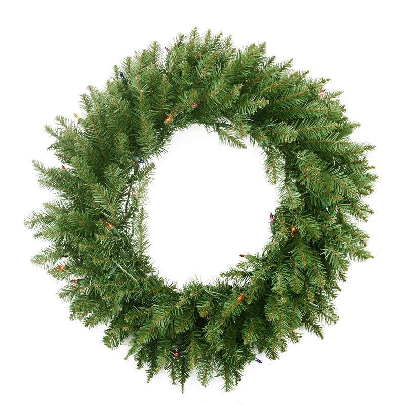 Pre-Lit Northern Pine Artificial Christmas Wreath - 24-Inch  Multi Color Lights